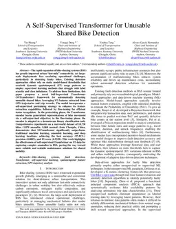 A Self-Supervised Transformer for Unusable Shared Bike Detection