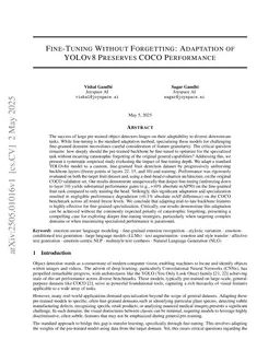 Fine-Tuning Without Forgetting: Adaptation of YOLOv8 Preserves COCO Performance