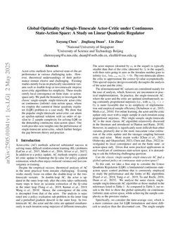 Global Optimality of Single-Timescale Actor-Critic under Continuous State-Action Space: A Study on Linear Quadratic Regulator