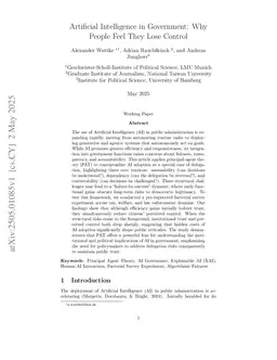 Artificial Intelligence in Government: Why People Feel They Lose Control