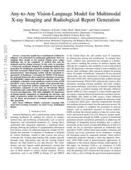 Any-to-Any Vision-Language Model for Multimodal X-ray Imaging and Radiological Report Generation
