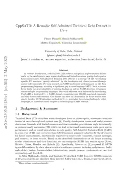 Descriptor: C++ Self-Admitted Technical Debt Dataset (CppSATD)