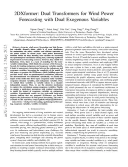 2DXformer: Dual Transformers for Wind Power Forecasting with Dual Exogenous Variables