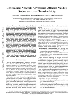 Constrained Network Adversarial Attacks: Validity, Robustness, and Transferability