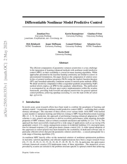 Differentiable Nonlinear Model Predictive Control