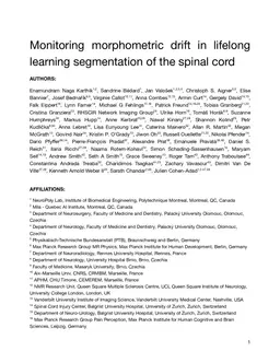 Monitoring morphometric drift in lifelong learning segmentation of the spinal cord