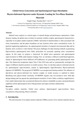 Global Stress Generation and Spatiotemporal Super-Resolution Physics-Informed Operator under Dynamic Loading for Two-Phase Random Materials