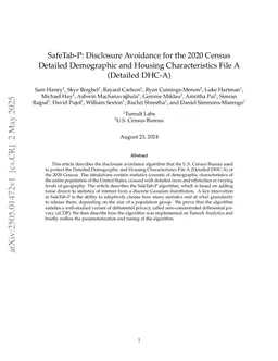 SafeTab-P: Disclosure Avoidance for the 2020 Census Detailed Demographic and Housing Characteristics File A (Detailed DHC-A)