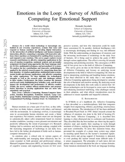 Emotions in the Loop: A Survey of Affective Computing for Emotional Support