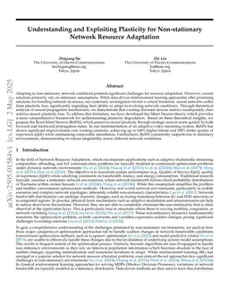 Understanding and Exploiting Plasticity for Non-stationary Network Resource Adaptation