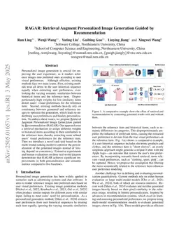 RAGAR: Retrieval Augmented Personalized Image Generation Guided by Recommendation