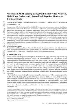 Automated ARAT Scoring Using Multimodal Video Analysis, Multi-View Fusion, and Hierarchical Bayesian Models: A Clinician Study