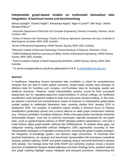 Interpretable graph-based models on multimodal biomedical data integration: A technical review and benchmarking