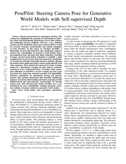 PosePilot: Steering Camera Pose for Generative World Models with Self-supervised Depth