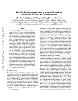 PeSANet: Physics-encoded Spectral Attention Network for Simulating PDE-Governed Complex Systems