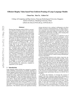 Efficient Shapley Value-based Non-Uniform Pruning of Large Language Models