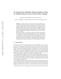 An Approach for Handling Missing Attribute Values in Attribute-Based Access Control Policy Mining