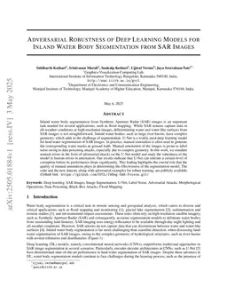Adversarial Robustness of Deep Learning Models for Inland Water Body Segmentation from SAR Images
