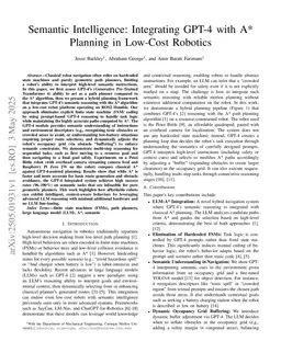 Semantic Intelligence: Integrating GPT-4 with A Planning in Low-Cost Robotics
