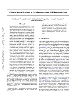 Efficient Noise Calculation in Deep Learning-based MRI Reconstructions