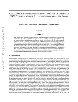 Local Herb Identification Using Transfer Learning: A CNN-Powered Mobile Application for Nepalese Flora