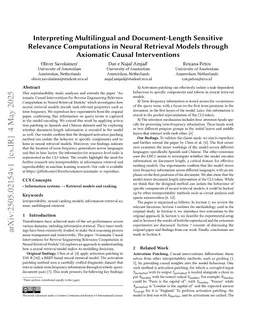 Interpreting Multilingual and Document-Length Sensitive Relevance Computations in Neural Retrieval Models through Axiomatic Causal Interventions