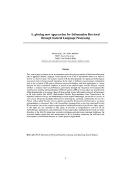 Exploring new Approaches for Information Retrieval through Natural Language Processing