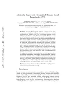 Minimally Supervised Hierarchical Domain Intent Learning for CRS