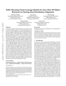 TeDA: Boosting Vision-Lanuage Models for Zero-Shot 3D Object Retrieval via Testing-time Distribution Alignment