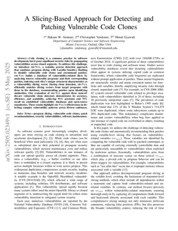 A Slicing-Based Approach for Detecting and Patching Vulnerable Code Clones