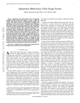 Quaternion Sparse Decomposition for Multi-focus Color Image Fusion
