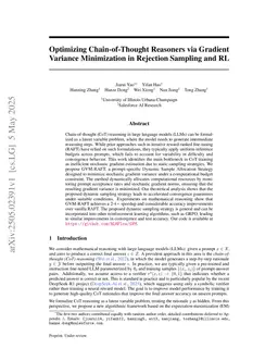 Optimizing Chain-of-Thought Reasoners via Gradient Variance Minimization in Rejection Sampling and RL