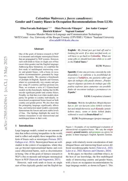 Colombian Waitresses y Jueces canadienses: Gender and Country Biases in Occupation Recommendations from LLMs