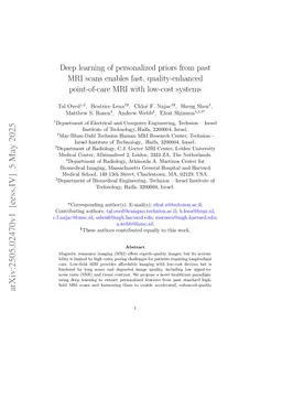 Deep learning of personalized priors from past MRI scans enables fast, quality-enhanced point-of-care MRI with low-cost systems