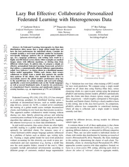 Lazy But Effective: Collaborative Personalized Federated Learning with Heterogeneous Data