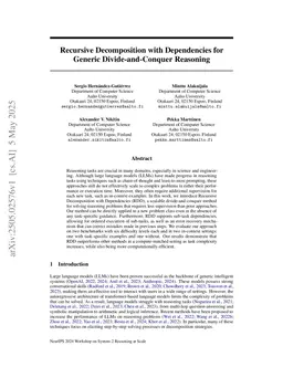 Recursive Decomposition with Dependencies for Generic Divide-and-Conquer Reasoning