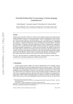 Ensemble Kalman filter for uncertainty in human language comprehension