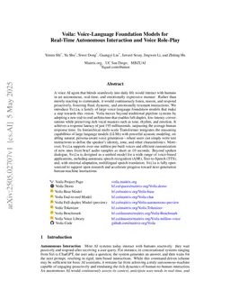 Voila: Voice-Language Foundation Models for Real-Time Autonomous Interaction and Voice Role-Play