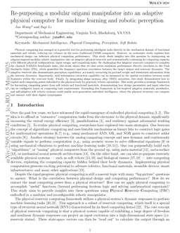 Re-purposing a modular origami manipulator into an adaptive physical computer for machine learning and robotic perception