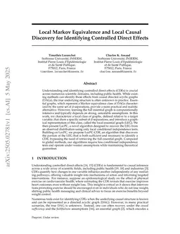Local Markov Equivalence for PC-style Local Causal Discovery and Identification of Controlled Direct Effects