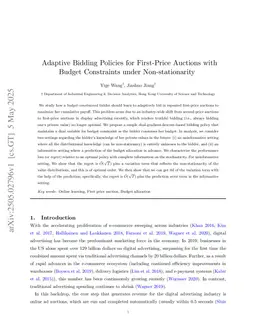 Adaptive Bidding Policies for First-Price Auctions with Budget Constraints under Non-stationarity