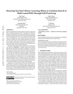Knowing You Don't Know: Learning When to Continue Search in Multi-round RAG through Self-Practicing