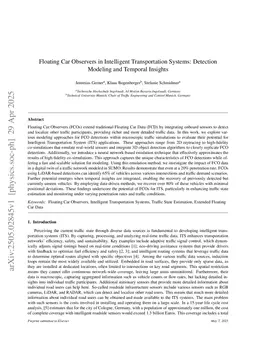 Floating Car Observers in Intelligent Transportation Systems: Detection Modeling and Temporal Insights