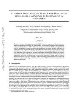 Aligning Large Language Models with Healthcare Stakeholders: A Pathway to Trustworthy AI Integration