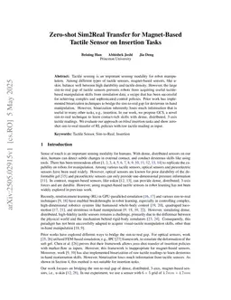 Zero-shot Sim2Real Transfer for Magnet-Based Tactile Sensor on Insertion Tasks