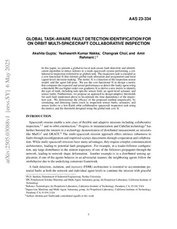 Global Task-aware Fault Detection, Identification For On-Orbit Multi-Spacecraft Collaborative Inspection