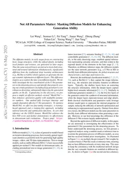 Not All Parameters Matter: Masking Diffusion Models for Enhancing Generation Ability