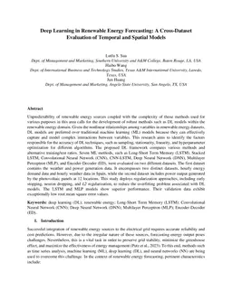 Deep Learning in Renewable Energy Forecasting: A Cross-Dataset Evaluation of Temporal and Spatial Models