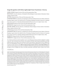 Image Recognition with Online Lightweight Vision Transformer: A Survey