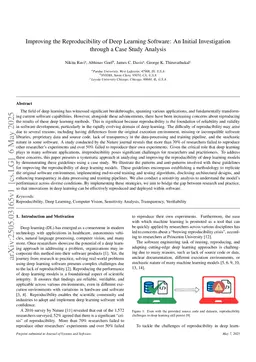 Improving the Reproducibility of Deep Learning Software: An Initial Investigation through a Case Study Analysis